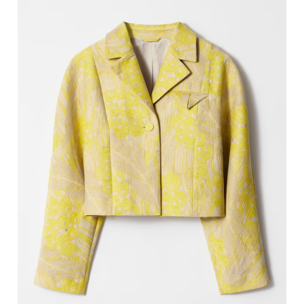 & Other Stories Yellow Blazer with Abstract Pattern